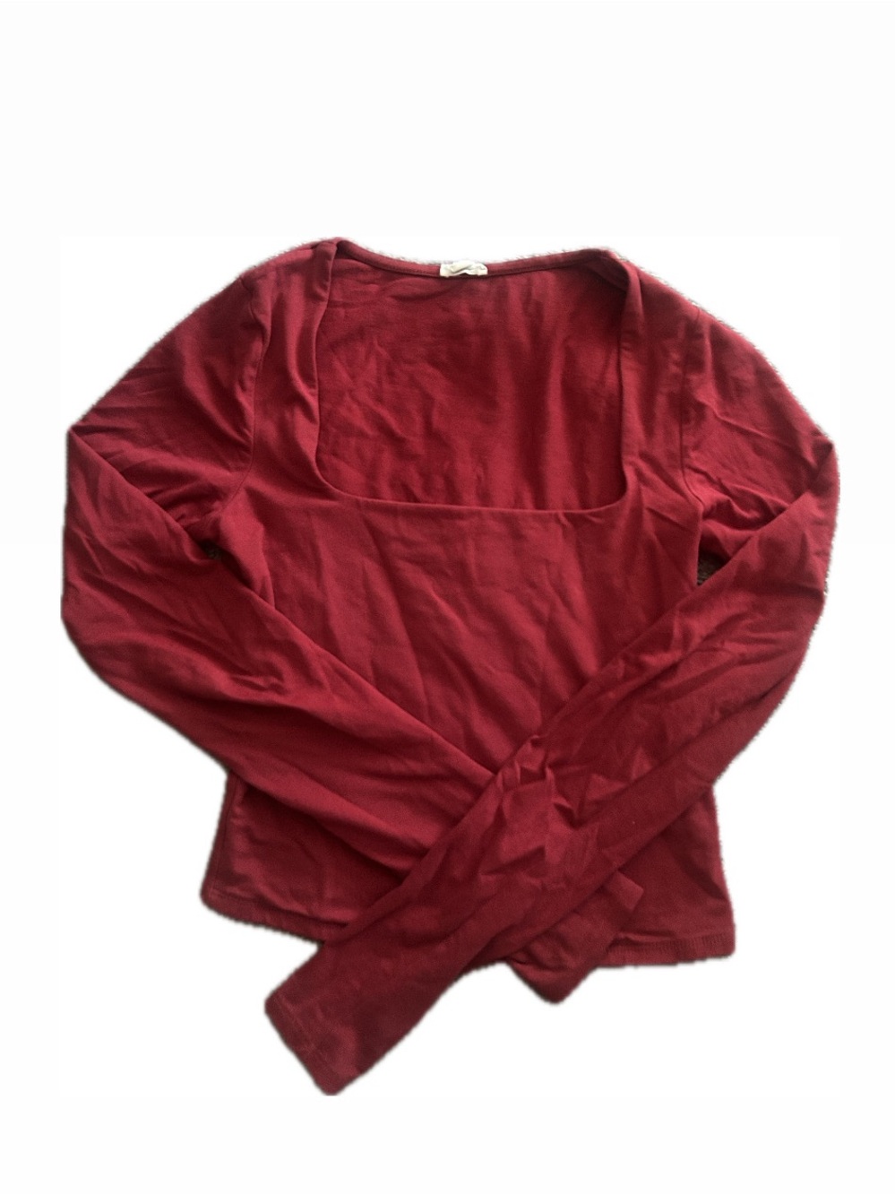 Garage Women's Long Sleeve Square Neck Top - Crimson Red
